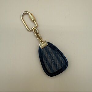 Fendi Péquin Green & Black Strip Keychain Bag Charm Gold Hardware with COA